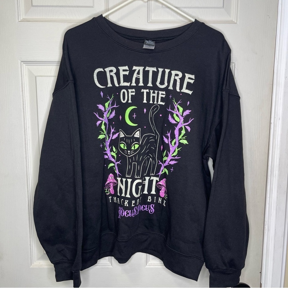 Hocus Pocus Creature of the Night Thackery Binx Women's Sweatshirt Sz L 12-14